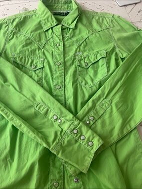 Cruel Girl Green Western Snap-Front Shirt